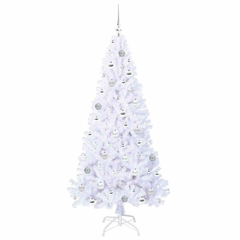 Sztuczna choinka z 300 diodami LED Biały 180 cm PVC i stal
