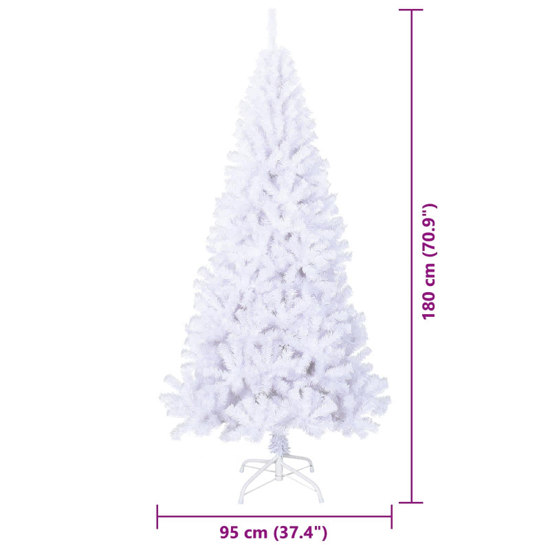 Sztuczna choinka z 300 diodami LED Biały 180 cm PVC i stal