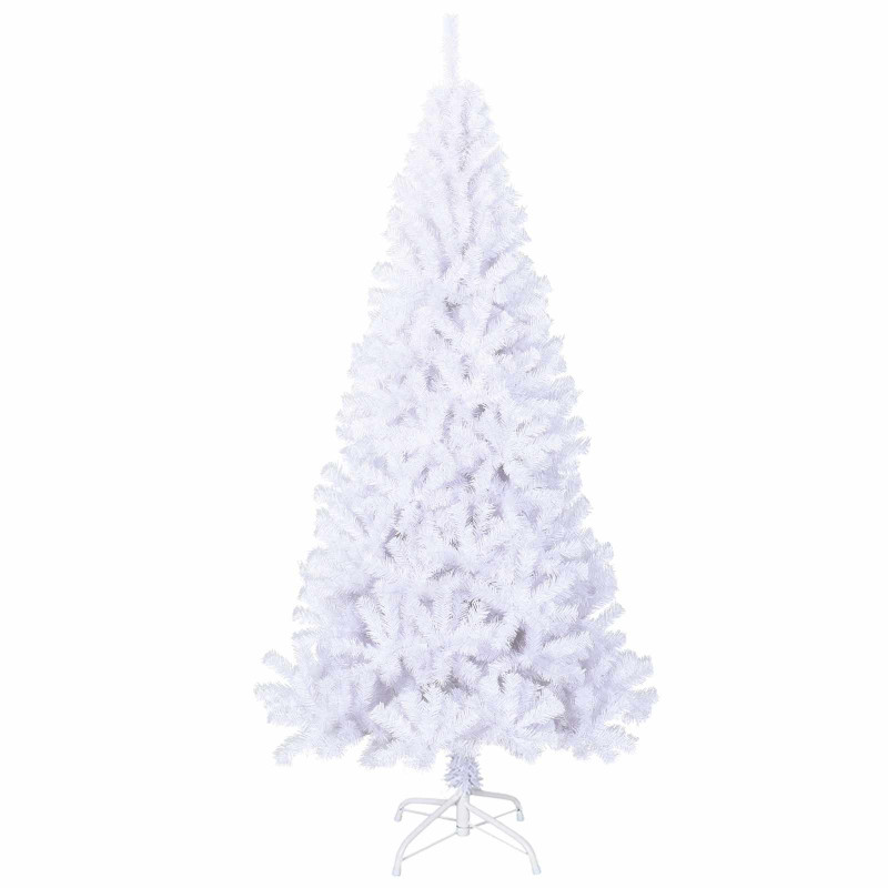 Sztuczna choinka z 300 diodami LED Biały 210 cm PVC i stal