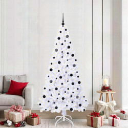 Sztuczna choinka z 300 diodami LED Biały 210 cm PVC i stal