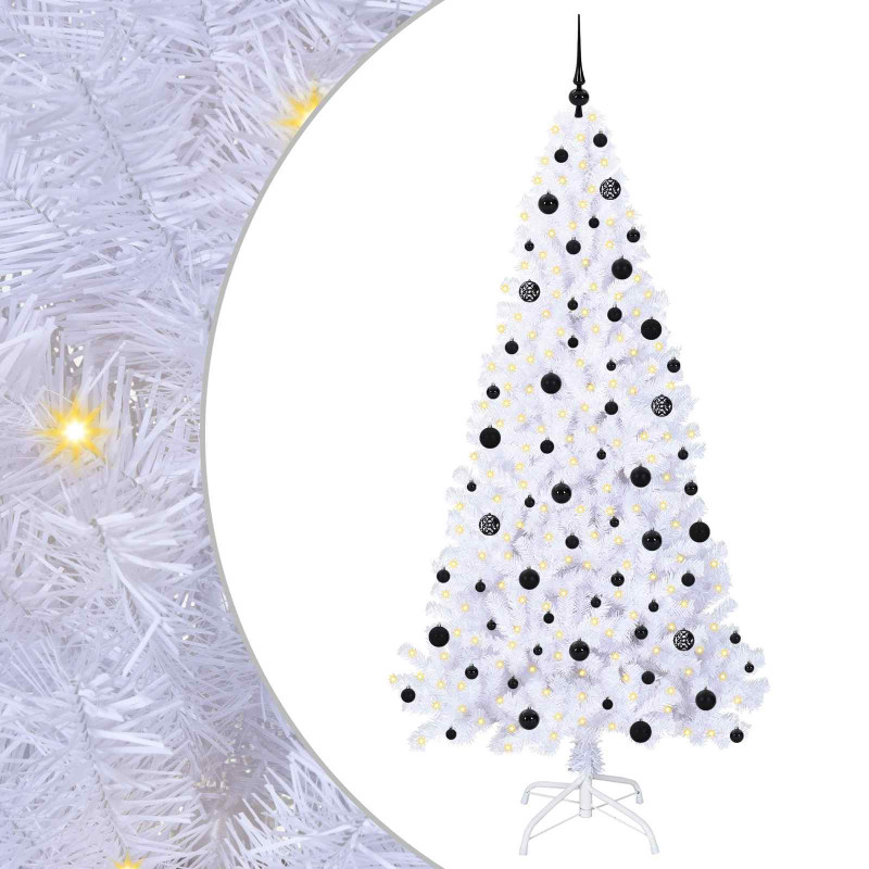 Sztuczna choinka z 300 diodami LED Biały 210 cm PVC i stal