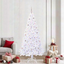 Sztuczna choinka z 300 diodami LED Biały 210 cm PVC i stal