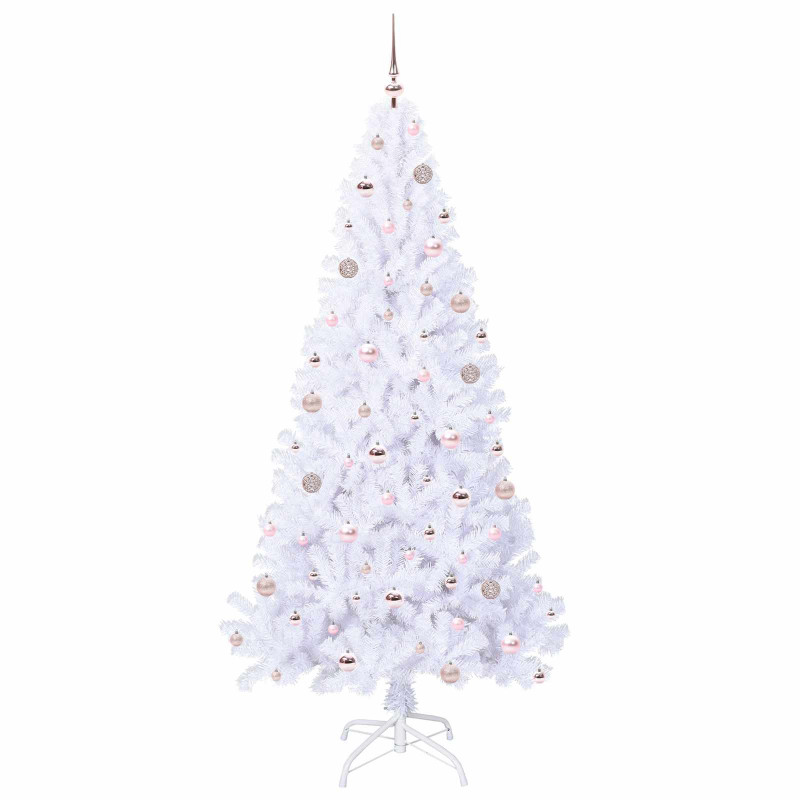 Sztuczna choinka z 300 diodami LED Biały 210 cm PVC i stal