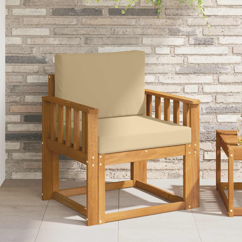 Sofa na zewnątrz Lite drewno akacjowe i poliester Naturalny