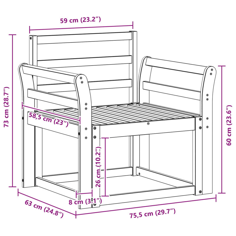Sofa na zewnątrz Lite Drewno Akacji Naturalny