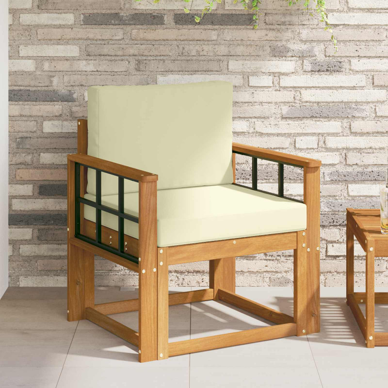 Sofa na zewnątrz Lite drewno akacjowe i poliester Naturalny