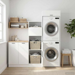 Zestaw szafek do prania 2 pcs Biały Drewno inżynieryjne