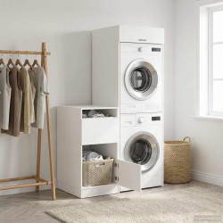 Zestaw szafek do prania 2 pcs Biały Drewno inżynieryjne
