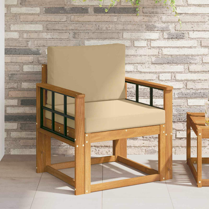 Sofa na zewnątrz Lite drewno akacjowe i poliester Naturalny