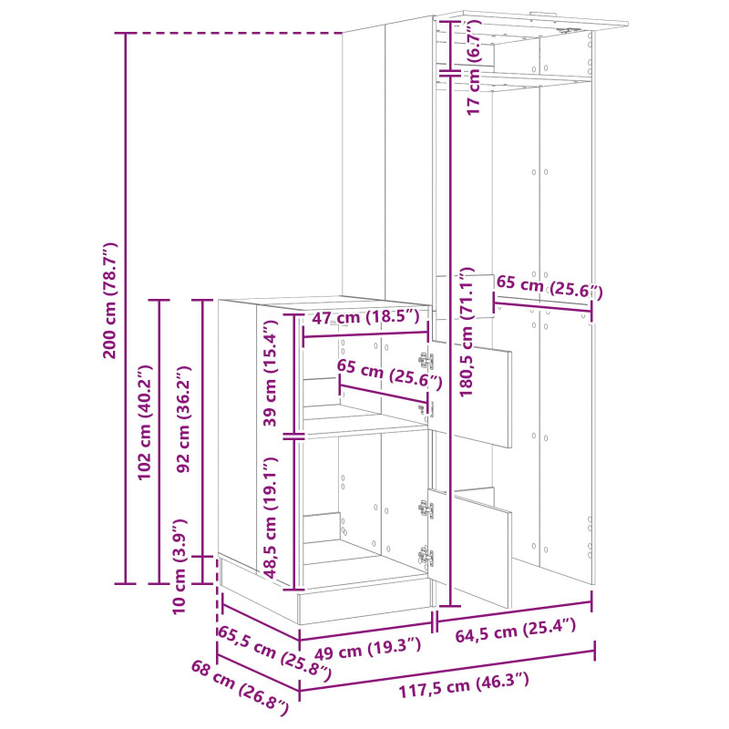 Zestaw szafek do prania 2 pcs Biały Drewno inżynieryjne