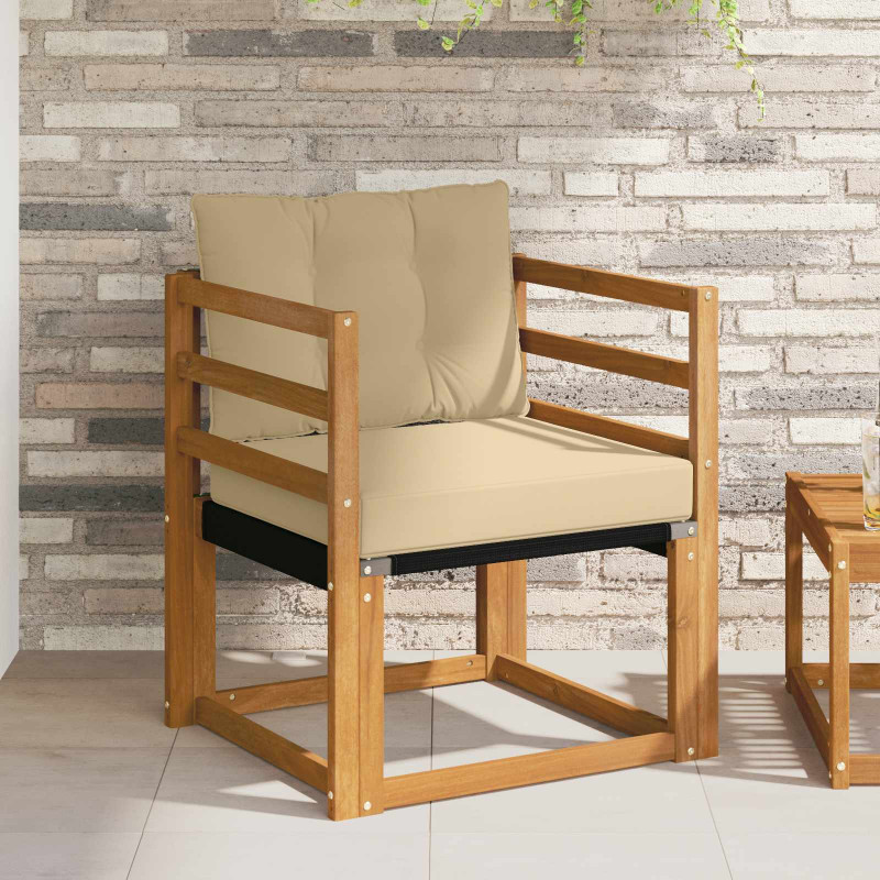 Sofa na zewnątrz Drewno akacji i tekstylen Naturalny