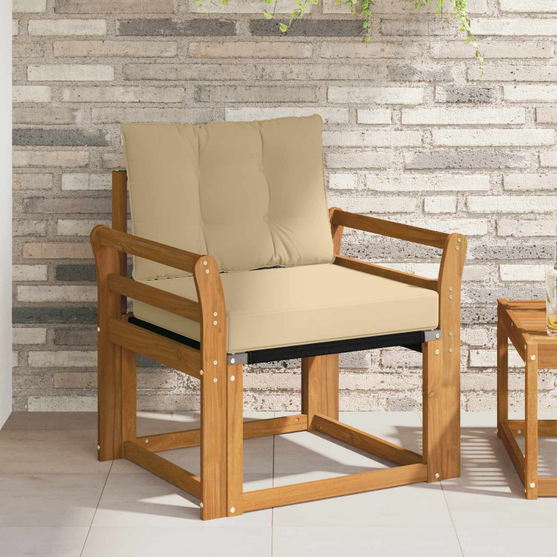 Sofa na zewnątrz Drewno akacji i tekstylen Naturalny
