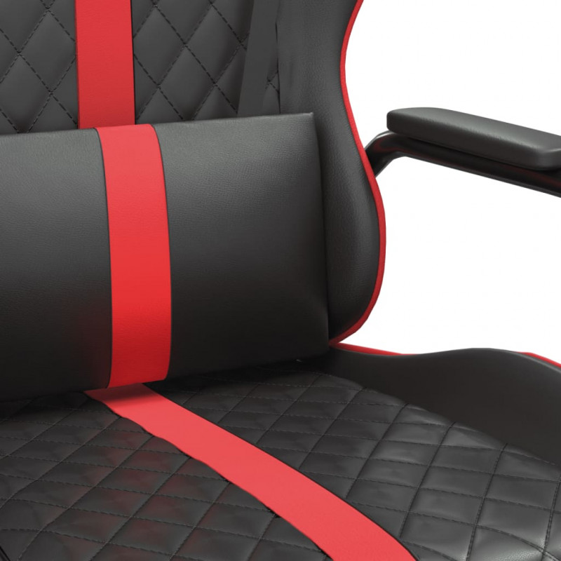 Masujący fotel gamingowy, czerwono-czarny, sztuczna skóra