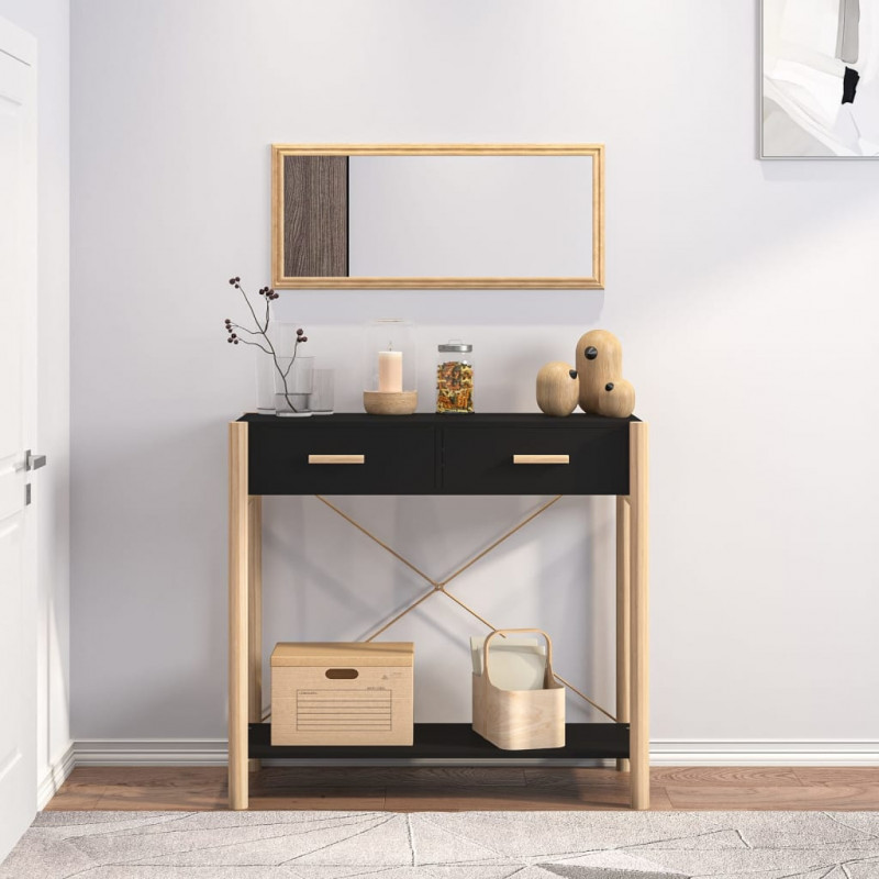 Stolik konsolowy, czarny, 82x38x75 cm, materiał drewnopochodny