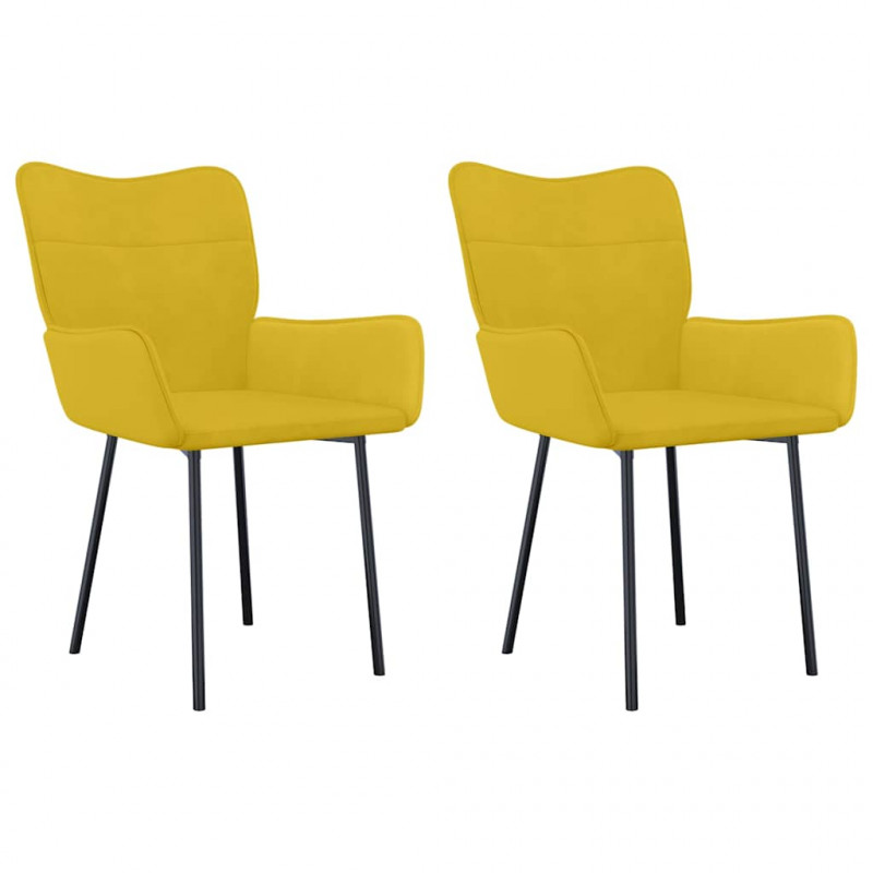 Krzesła stołowe, 2 szt., żółte, obite aksamitem