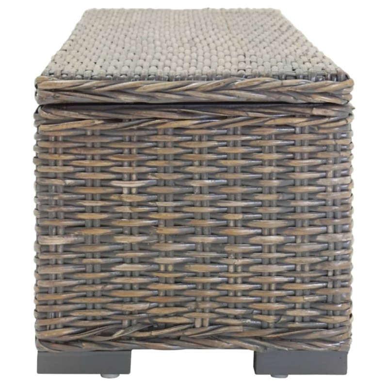 Skrzynia, szara, 110 cm, naturalny rattan kubu i drewno mahoniowe