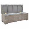 Skrzynia, szara, 110 cm, naturalny rattan kubu i drewno mahoniowe