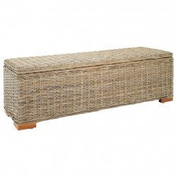 Skrzynia, 110 cm, naturalny rattan kubu i lite drewno mahoniowe