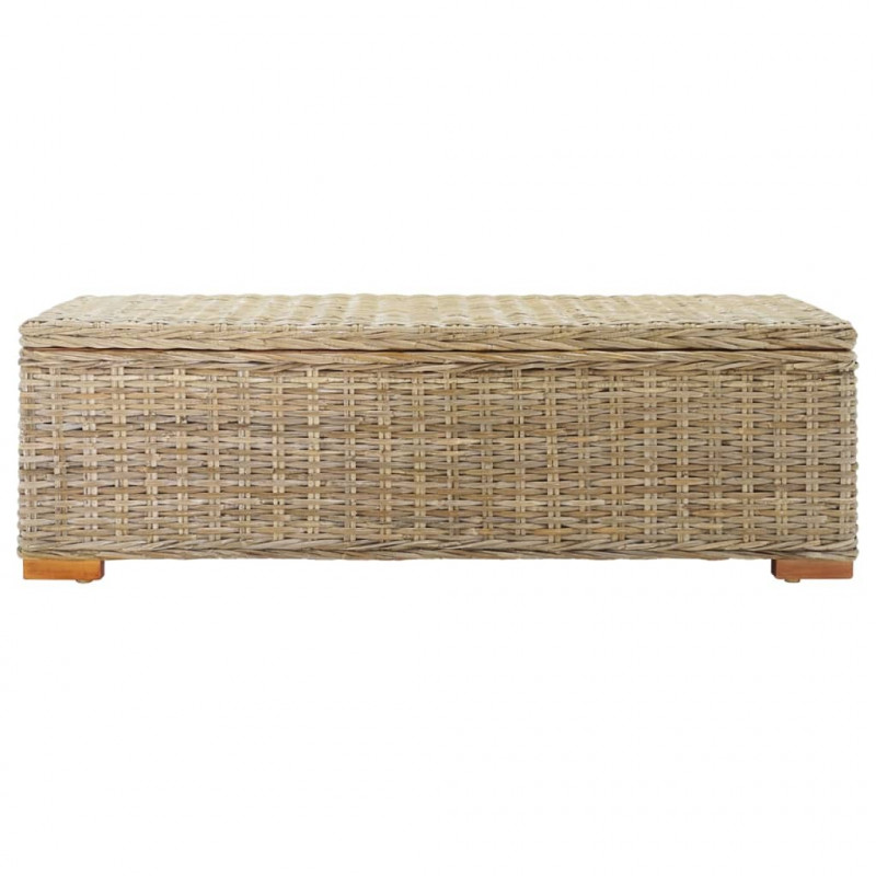 Skrzynia, 110 cm, naturalny rattan kubu i lite drewno mahoniowe