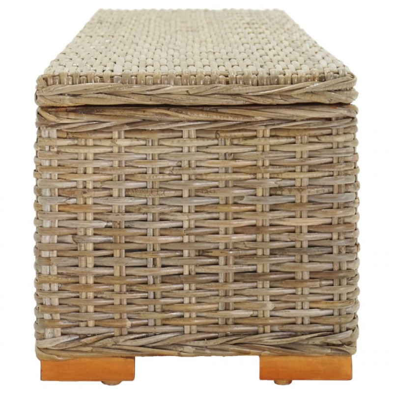 Skrzynia, 110 cm, naturalny rattan kubu i lite drewno mahoniowe