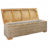 Skrzynia, 110 cm, naturalny rattan kubu i lite drewno mahoniowe