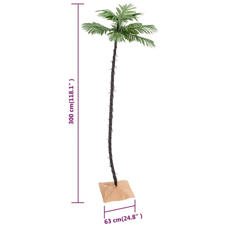 Palma z oświetleniem, 192 ciepłe białe LED, 300 cm