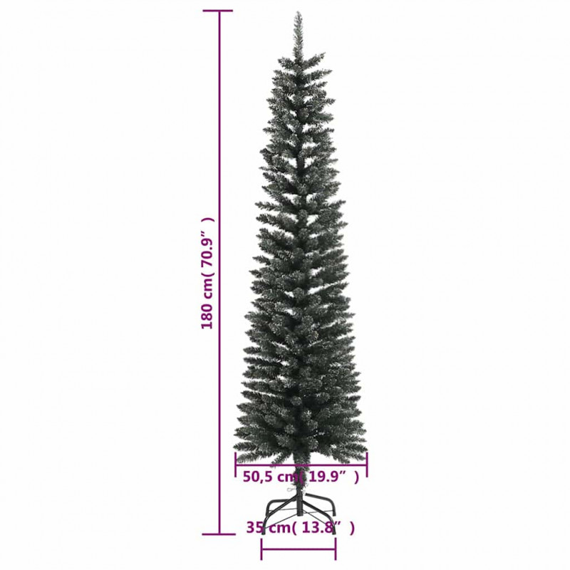 Sztuczna, smukła choinka ze stojakiem, zielona, 180 cm, PVC