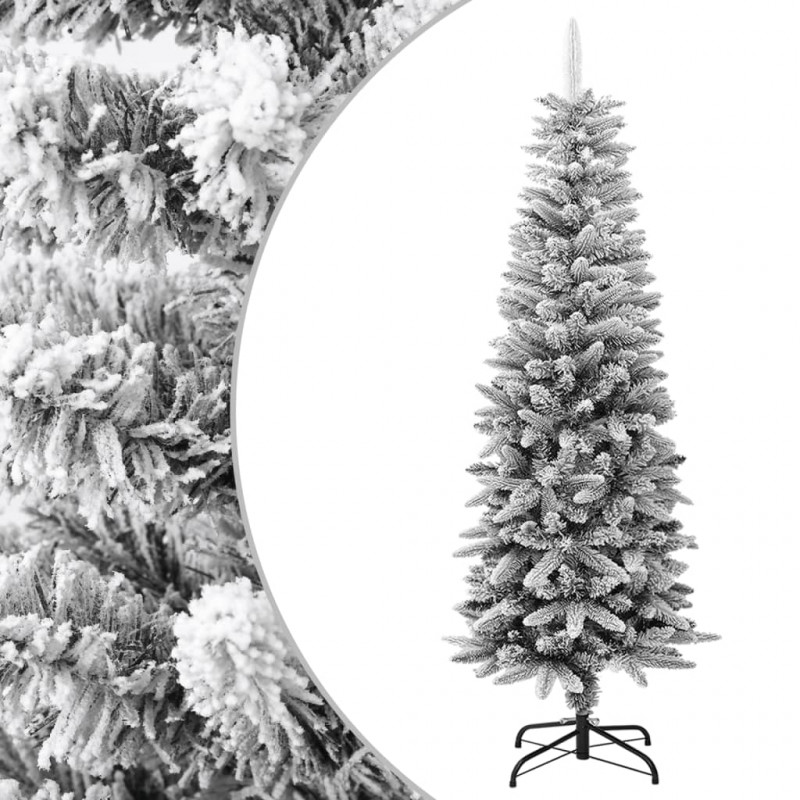 Sztuczna, smukła choinka pokryta śniegiem, 150 cm, PVC i PE