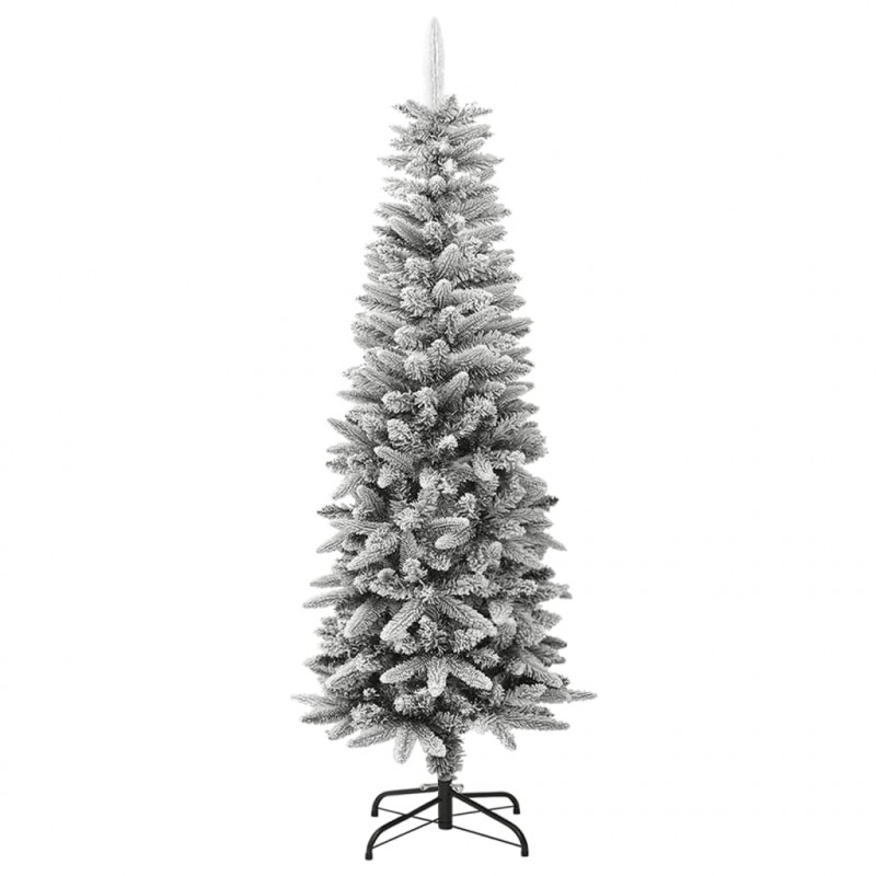 Sztuczna, smukła choinka pokryta śniegiem, 150 cm, PVC i PE
