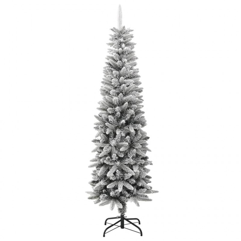 Sztuczna, smukła choinka pokryta śniegiem, 180 cm, PVC i PE