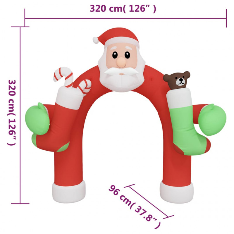 Nadmuchiwany łuk świąteczny z LED, 320 cm