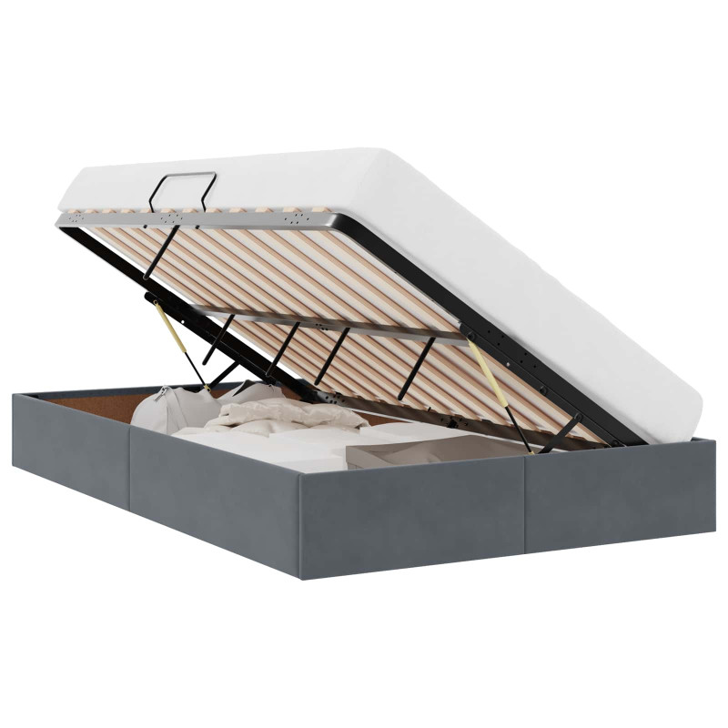 Łóżko z miejscem do przechowywania Ciemnoszary 120 x 190 cm