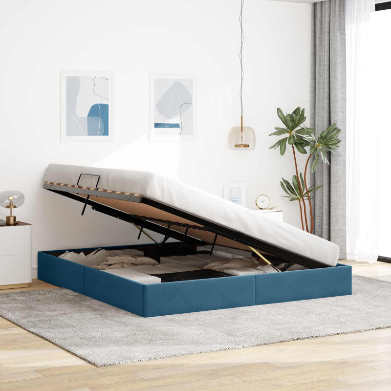Łóżko z miejscem do przechowywania Ciemnoniebieski 180 x 200 cm