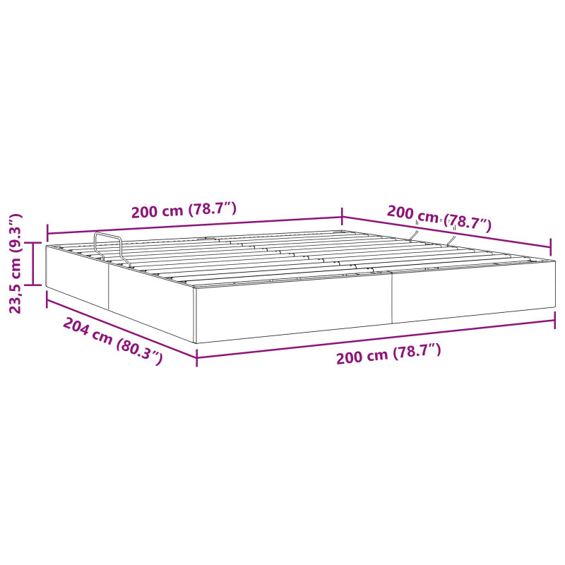 Łóżko z miejscem do przechowywania Ciemnoniebieski 200 x 200 cm