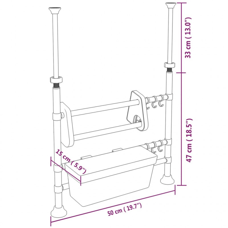 Regulowany organizer kuchenny, aluminiowy