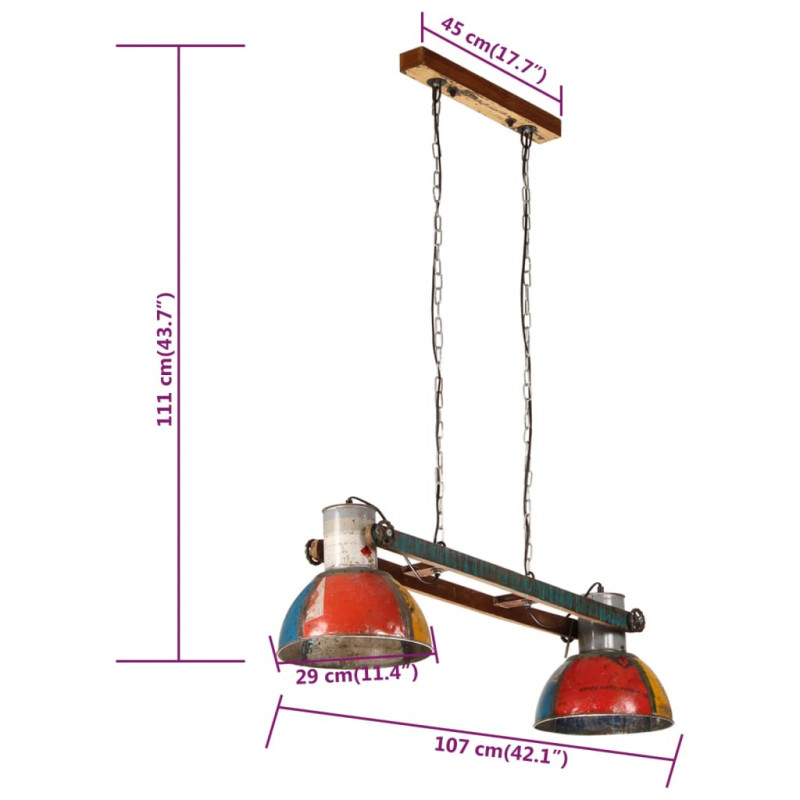 Industrialna lampa wisząca, 25 W, kolorowa, 111 cm, E27