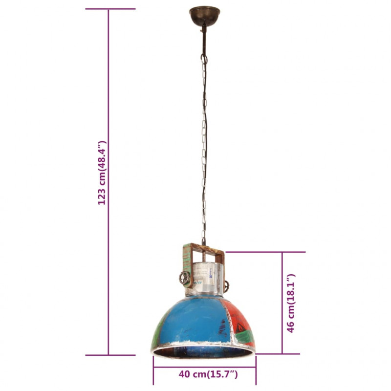 Industrialna lampa wisząca, 25 W, kolorowa, okrągła, 40 cm, E27
