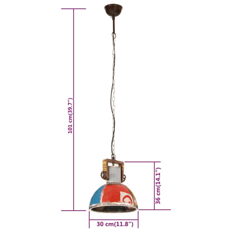 Industrialna lampa wisząca, 25 W, kolorowa, okrągła, 30 cm, E27