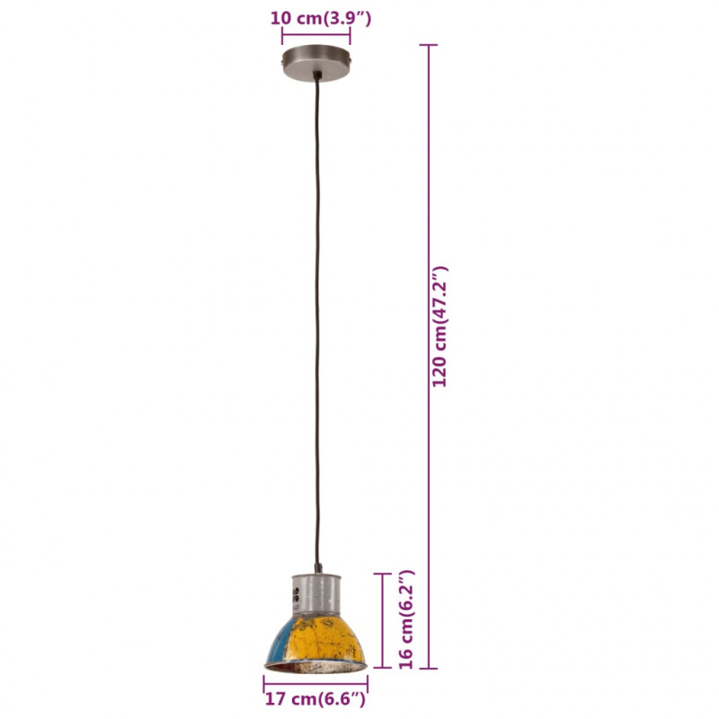 Industrialna lampa wisząca, 25 W, kolorowa, okrągła, 17 cm, E27