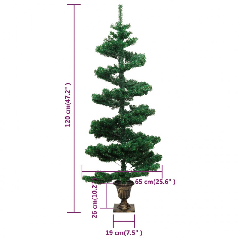 Spiralna choinka z lampkami i stojakiem, zielona, 120 cm, PVC