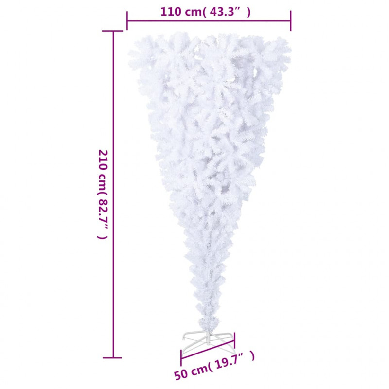 Odwrócona, sztuczna choinka ze stojakiem, biała, 210 cm