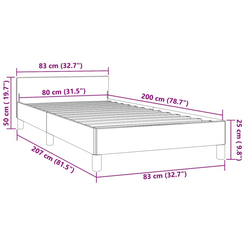 Rama łóżka z zagłówkiem bez materaca, czarna 80x200cm aksamitna