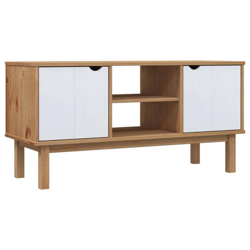 Szafka pod TV OTTA, brązowo-biała 113,5x43x57 cm, sosna