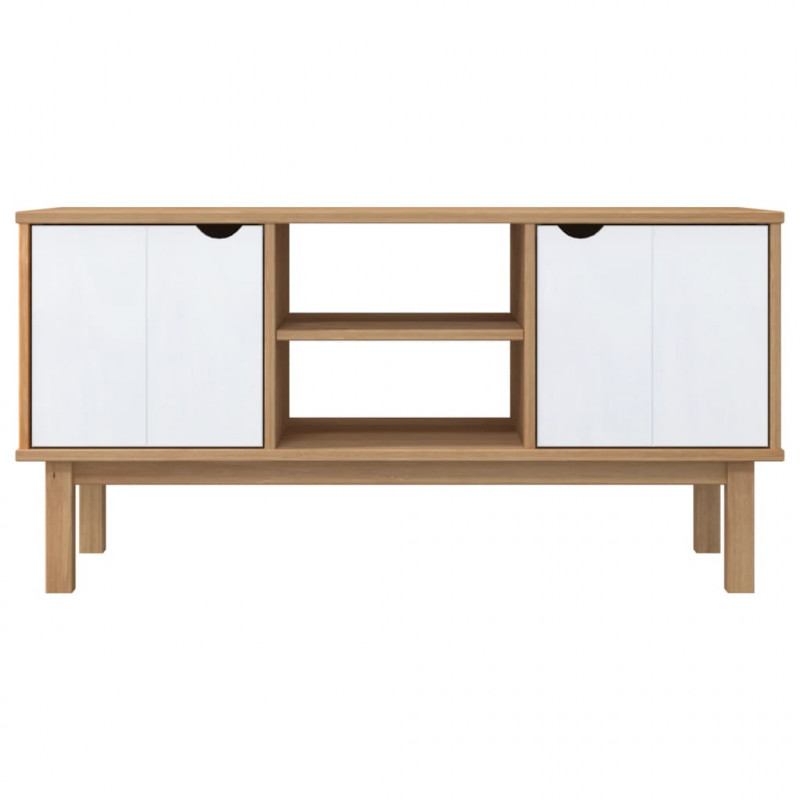 Szafka pod TV OTTA, brązowo-biała 113,5x43x57 cm, sosna