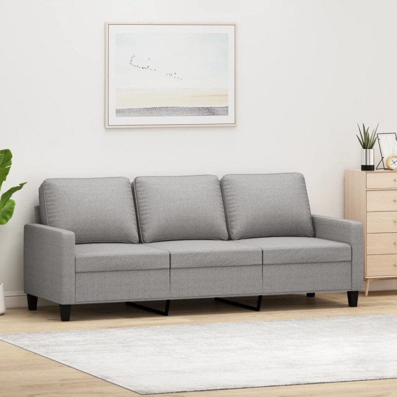 Sofa 3-osobowa, jasnoszara, 180 cm, tapicerowana tkaniną