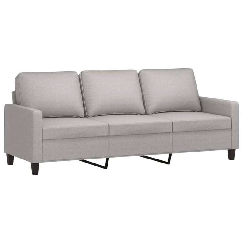 Sofa 3-osobowa, jasnoszara, 180 cm, tapicerowana tkaniną