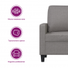 Sofa 3-osobowa, jasnoszara, 180 cm, tapicerowana tkaniną
