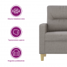 Sofa 3-osobowa, jasnoszara, 180 cm, tapicerowana tkaniną