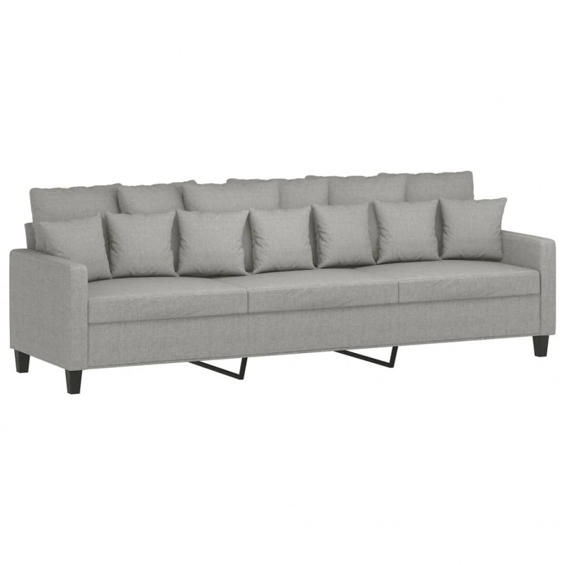 Sofa 3-osobowa, jasnoszara, 210 cm, tapicerowana tkaniną