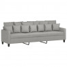 Sofa 3-osobowa, jasnoszara, 210 cm, tapicerowana tkaniną